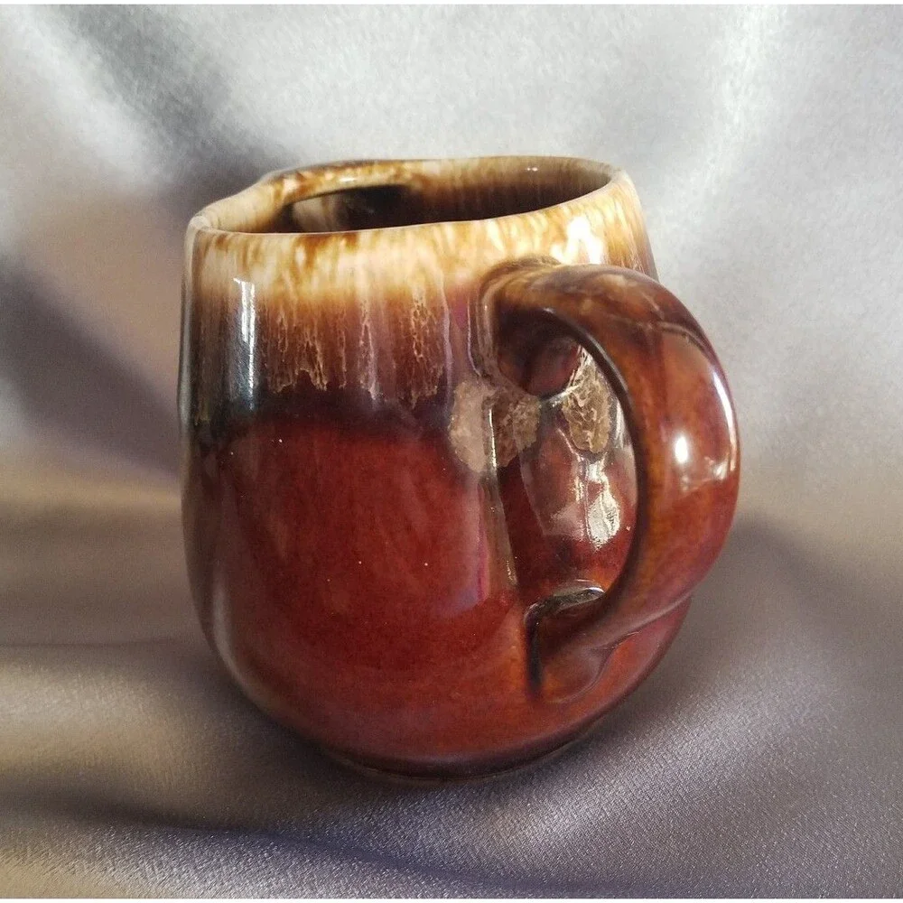 Vintage Brown Drip Glazed Pottery Creamer Pitcher Marked USA Cottage core